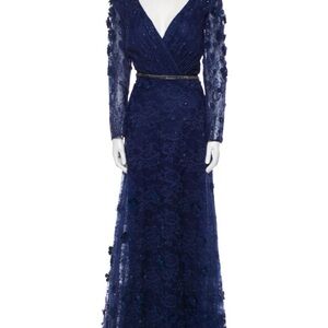 Mac Duggal Deep Blue Long Sleeve Gown
